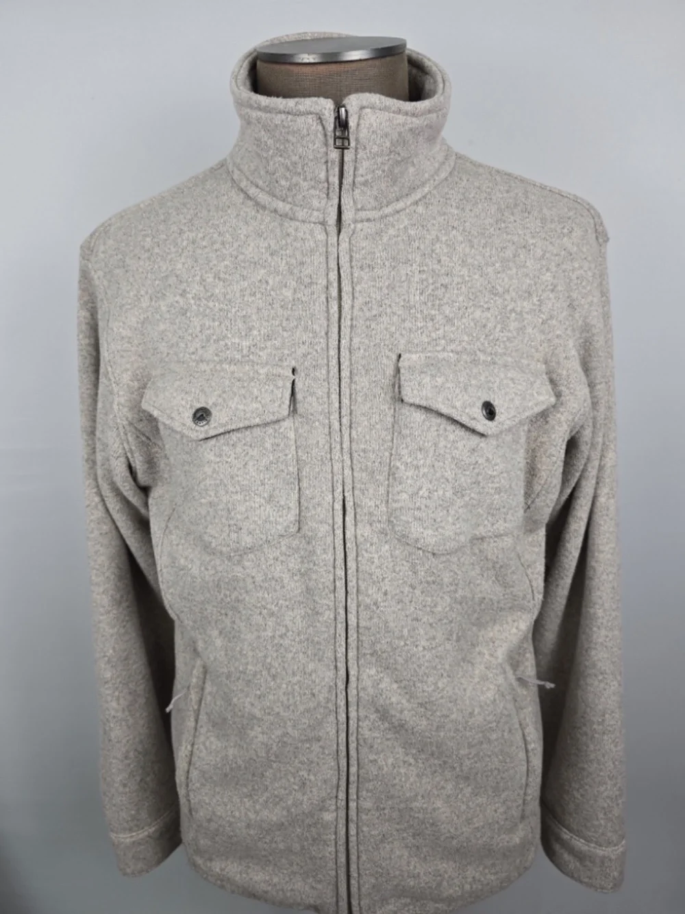 Mountain Khakis Old Faithful Sweater Jacket Fleece Full Zip Mens XL Oatmeal Grey